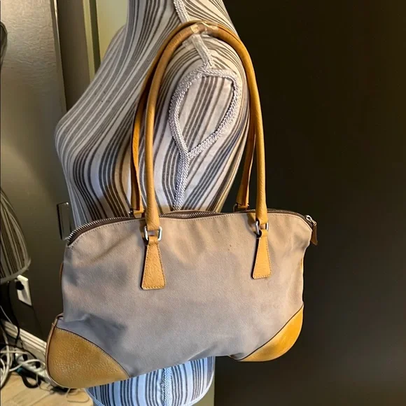 ๐ 1 hour sale. Prada, Tan & brown, leather trim and corners w/ canvas, wโฆ - Picture 10 of 16